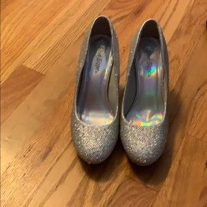 Silver Slipper Silver Sequins Heels